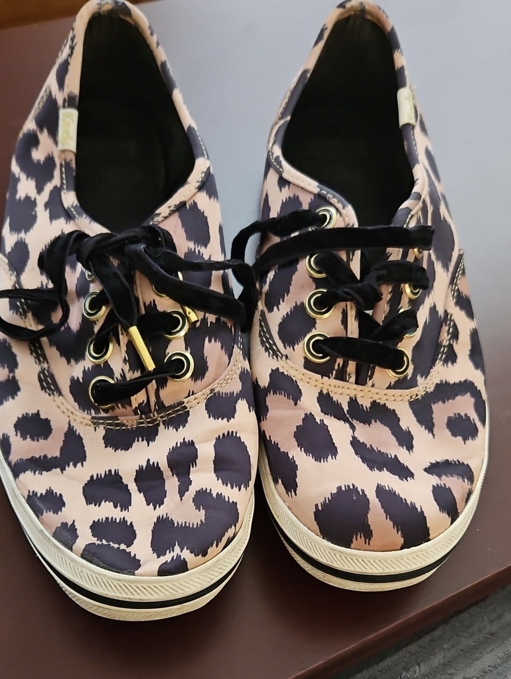 Keds x Kate Spade New York Champion Leopard Satin Velvet Lace Gold Round Toe 7.5